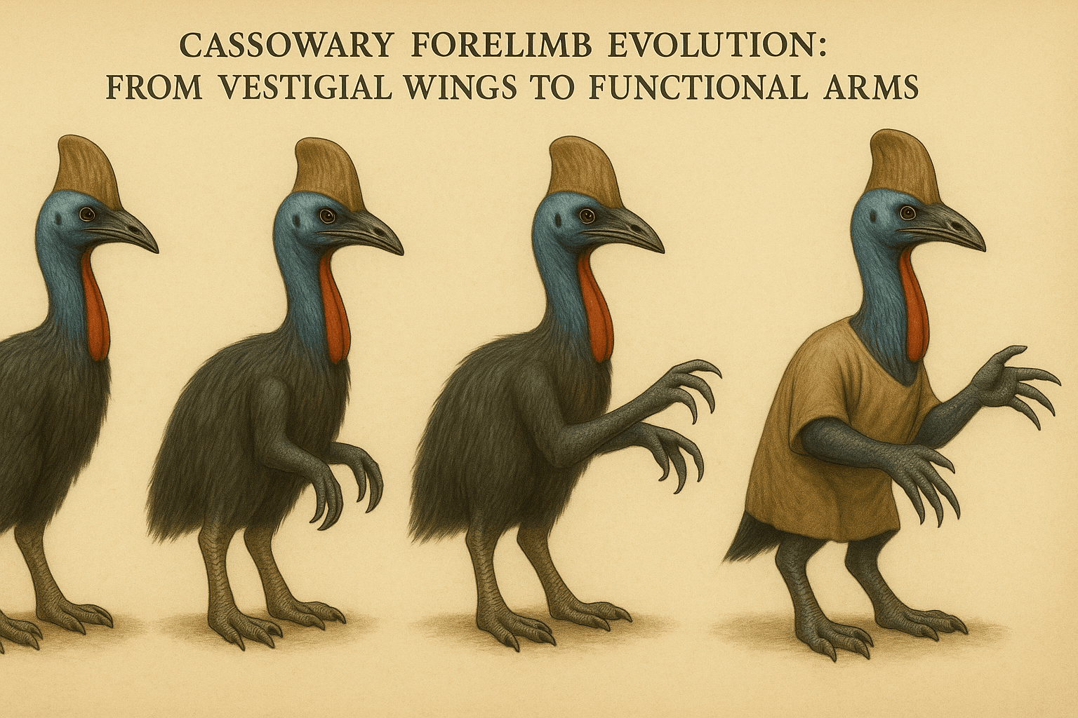 Cassowary Forelimb Evolution: From Vestigial Wings to Functional Arms
